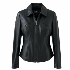 Siena Studio Black Front Zip Leather Jacket Size Small